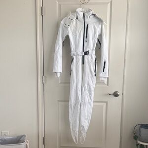 ASOS White One-Piece Ski Snow Jumpsuit with Black Accents